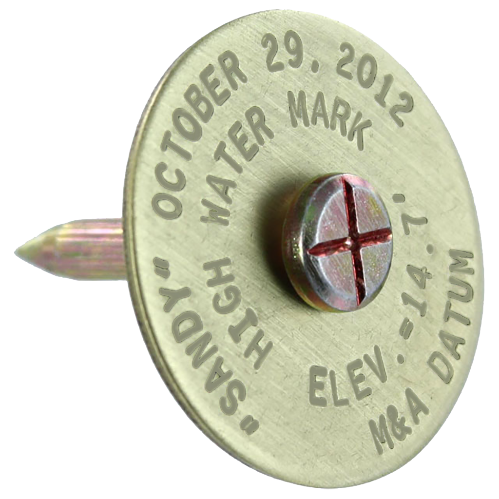 Survey washers and survey nails for asphalt